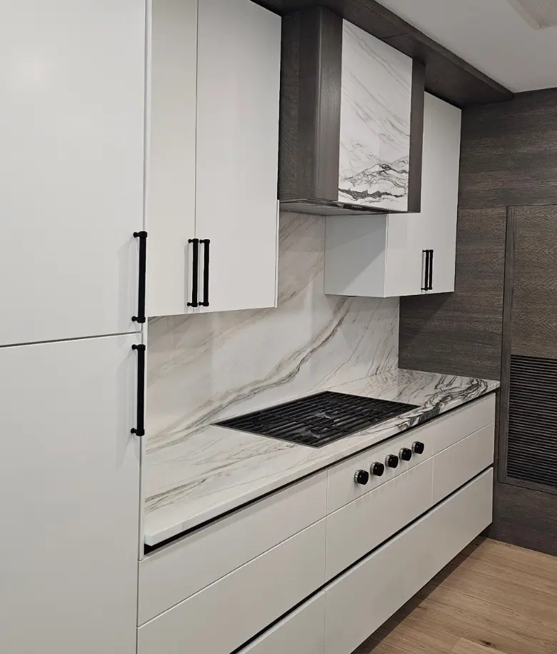 Custom rift oak kitchen hood by BradleyBuilt