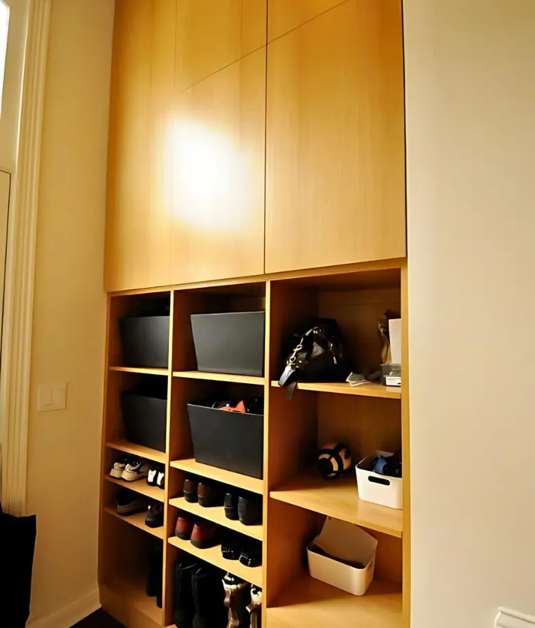 custom rift oak mudroom cabinets