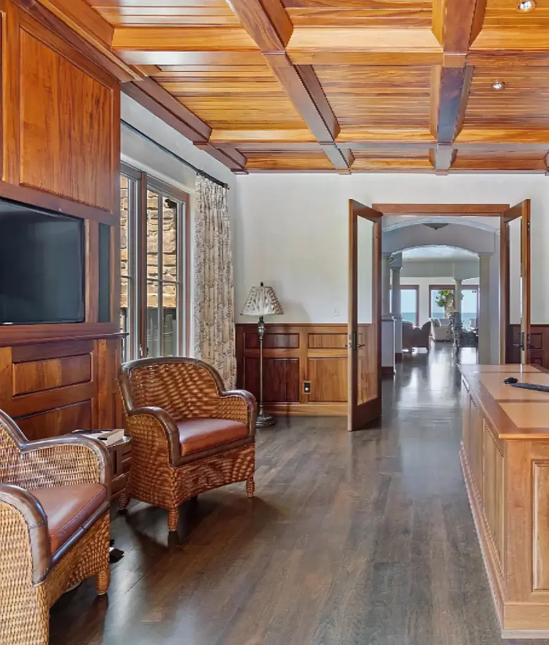 Mahogany smoke room with custom paneling