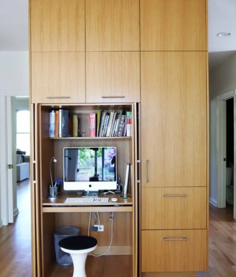 Rift White oak custom cabinet workstation in Wilmette