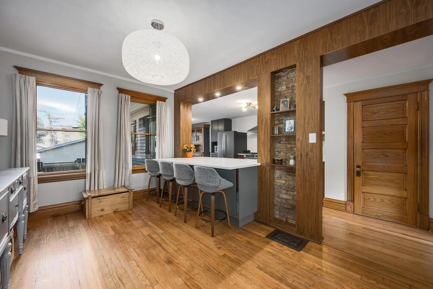 Custom walnut light panel