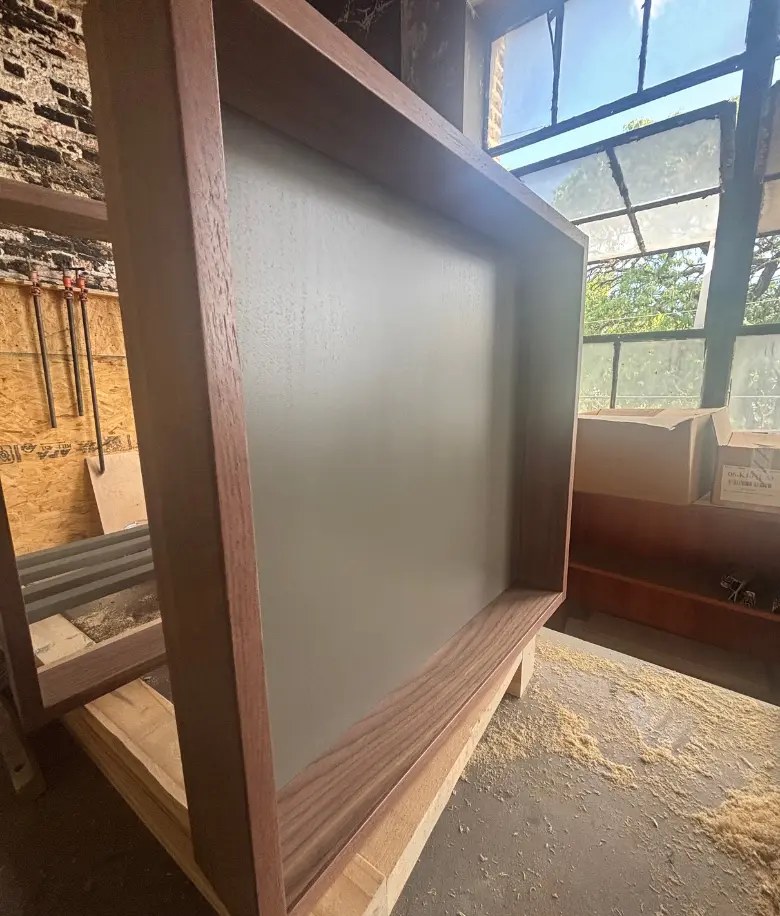 walnut floating shelves