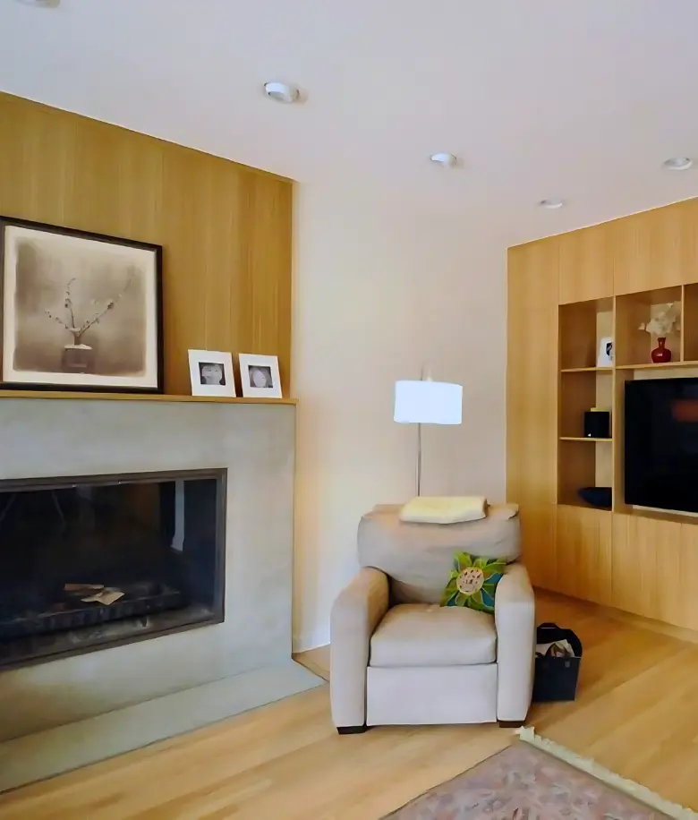 Custom bookshelf and media wall in Wilmette