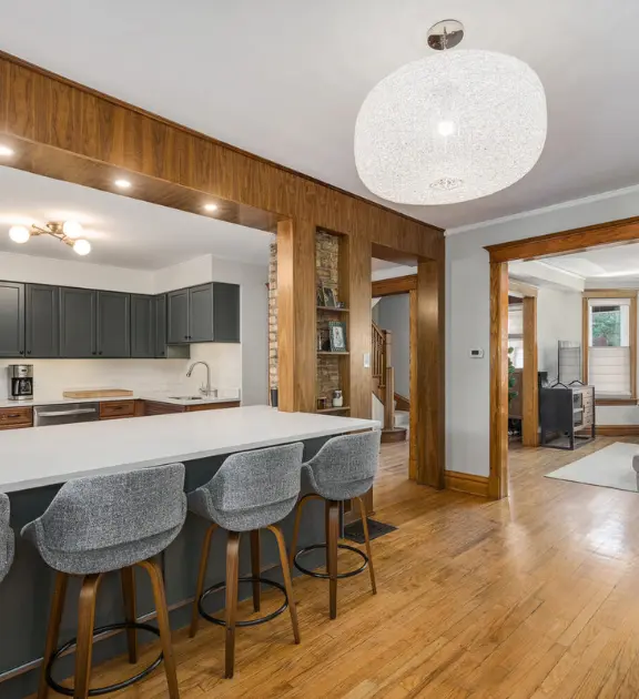 Walnut custom kitchen millwork and cabinets