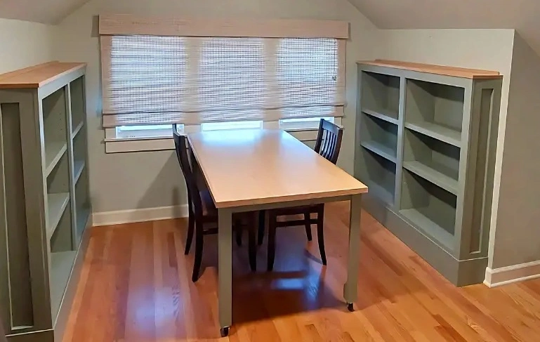 Attic built-ins and custom table in Oak Park