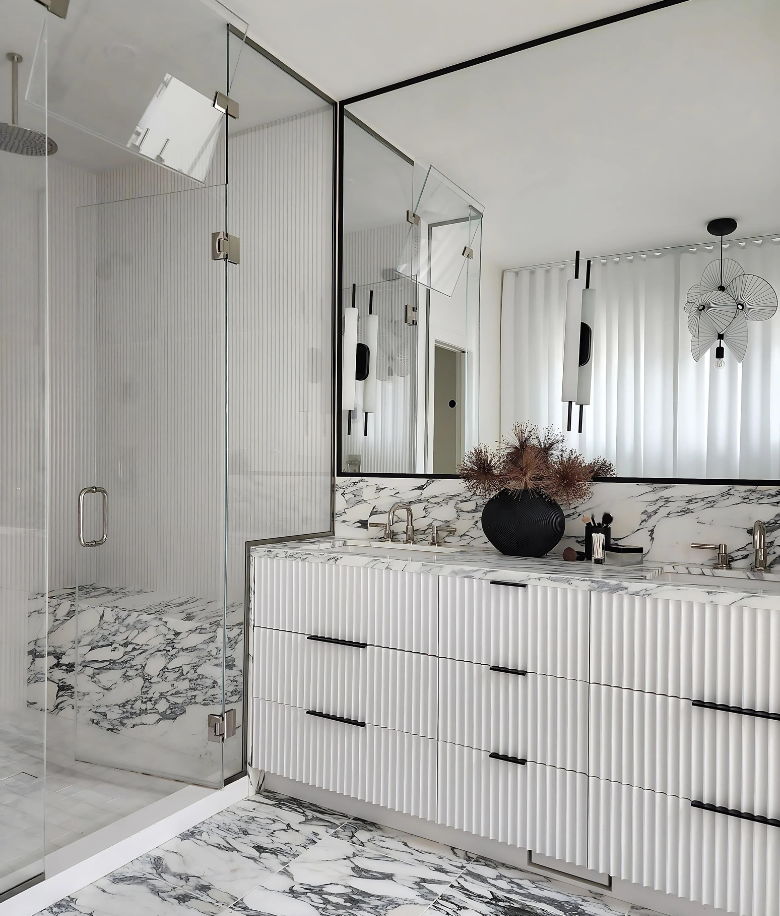 Bucktown custom vanity with fluted design