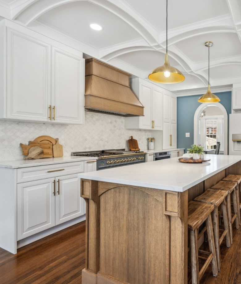 Oak park kitchen island cabinets in Red Oak
